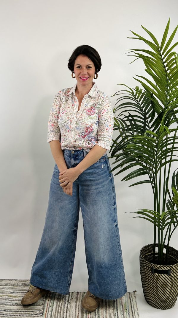 CAMISA PRIMAVERA TACHAS Y ESTAMAPDO COTTON W U