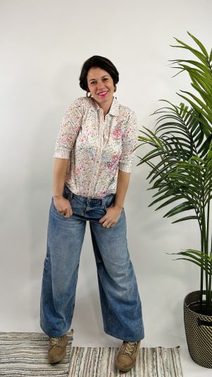 CAMISA PRIMAVERA TACHAS Y ESTAMAPDO COTTON W U 55