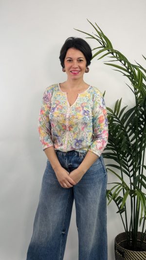 FALSA CAMISA ESTAMPADO FLORES PRIMAVERA COTTON W U