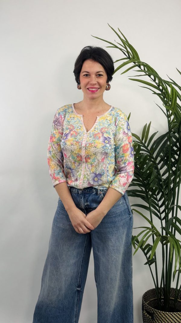 FALSA CAMISA ESTAMPADO FLORES PRIMAVERA COTTON W U