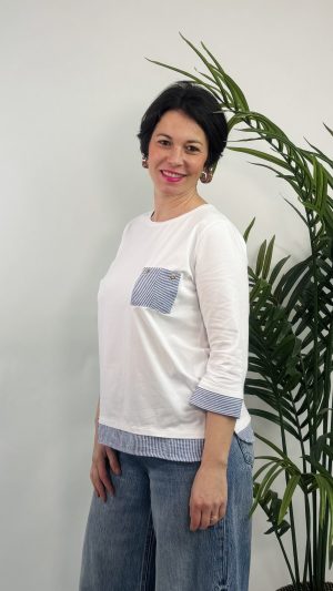 CAMISETA BOLSILLO RAYA CAMISERA COTTON W BLANCO
