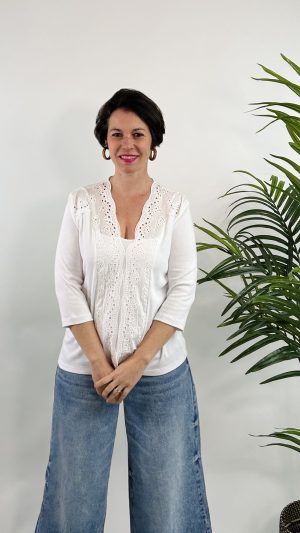 CAMISETA ESCOTE V LILI DUDU COTTON W BLANCO