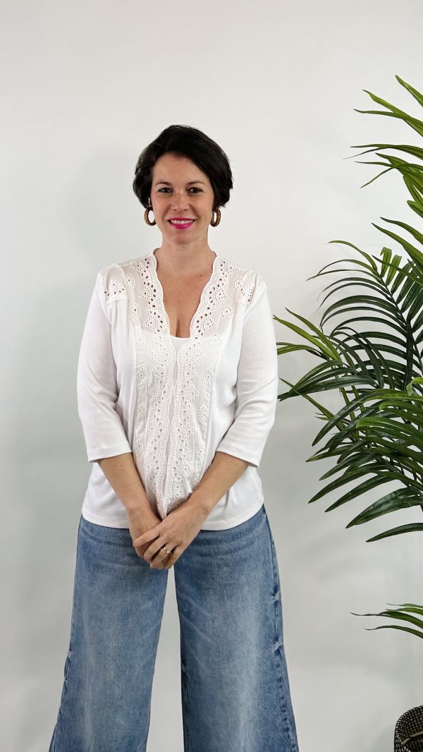 CAMISETA ESCOTE V LILI DUDU COTTON W BLANCO