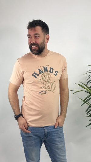 CAMISETA PINTADO HOJAS FORESTAL ROSA