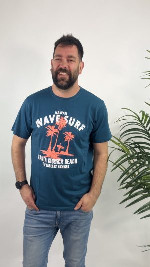 CAMISETA PINTADO PALMERAS Y LETRAS FORESTAL U 24.99