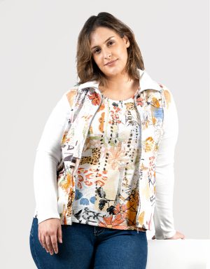 SUDADERA FLORES TALLA GRANDE BAGORAZ BLANCO