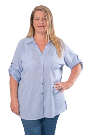CAMISA RAYAS TALLA GRANDE ISABEL G AZUL