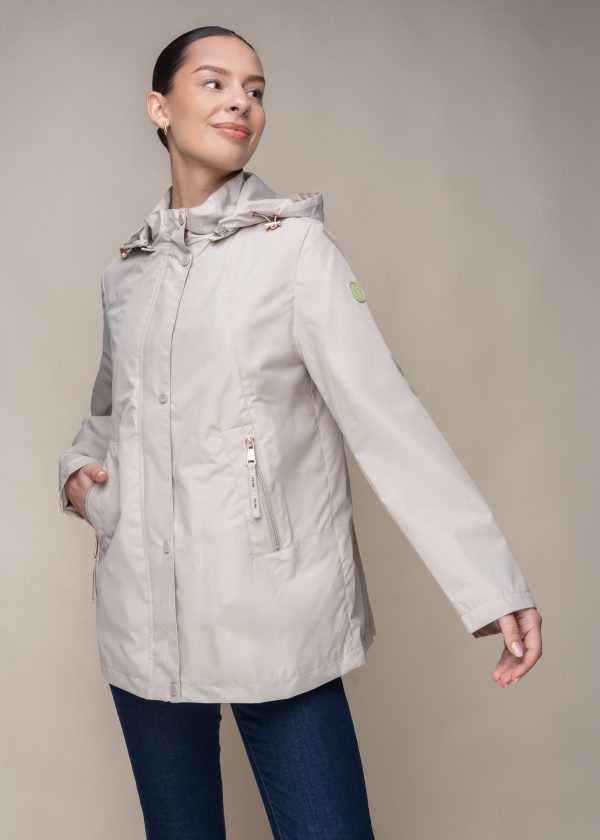 GABARDINA CORTA CAPUCHA OPCION PERLA