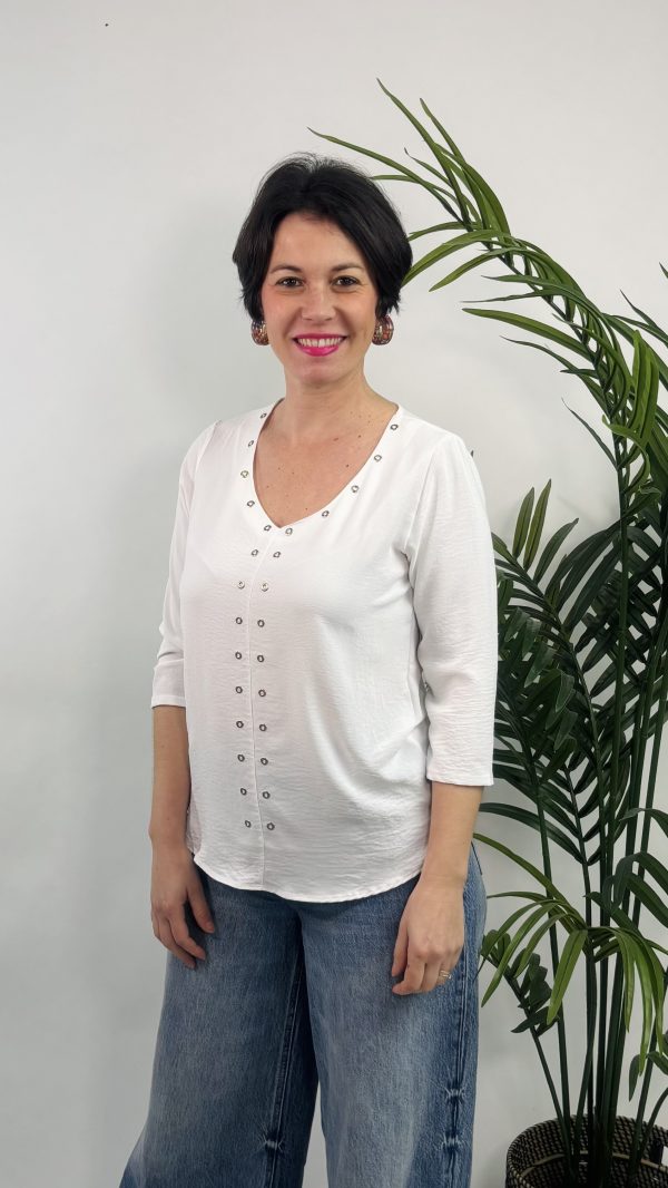 BLUSA PRIMAVERA AROS ROCIO BLANCO