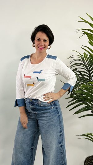 CAMISETA PERROS DE  COLORES STRATEGGA BLANCO
