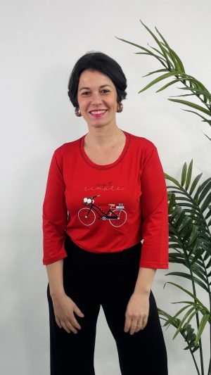 CAMISETA BICI + FLOR RELIEVE STRATEGGA ROJO