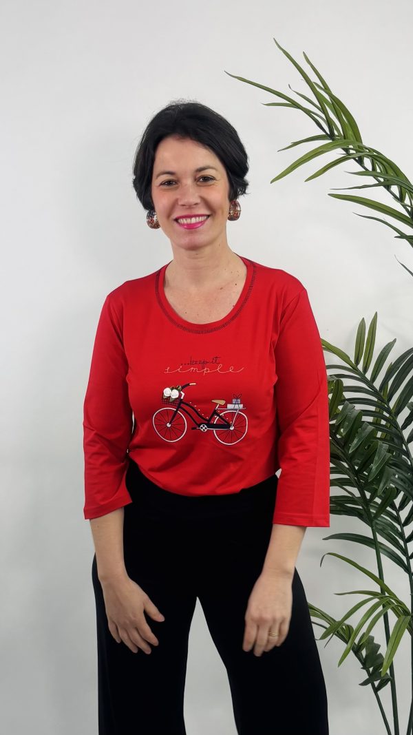 CAMISETA BICI + FLOR RELIEVE STRATEGGA ROJO