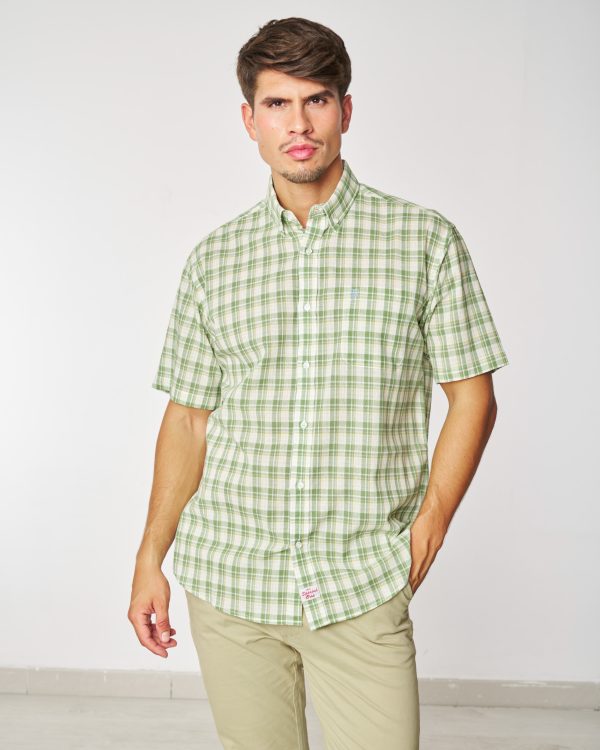 CAMISA CUADROS VERANO MANGA CORTA SURTRANSA VERDE